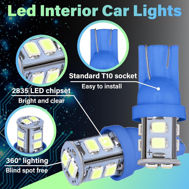 ecocstm 24 PCS Interior Led Dome Lights for Cars, 194 T10 DE3175 578 31mm 42mm Luces Led Para Carro, Accesorios Para Carro for Car Map License Plate Door Side Marker Cornering Trunk Light (Ice Blue) - Image 3